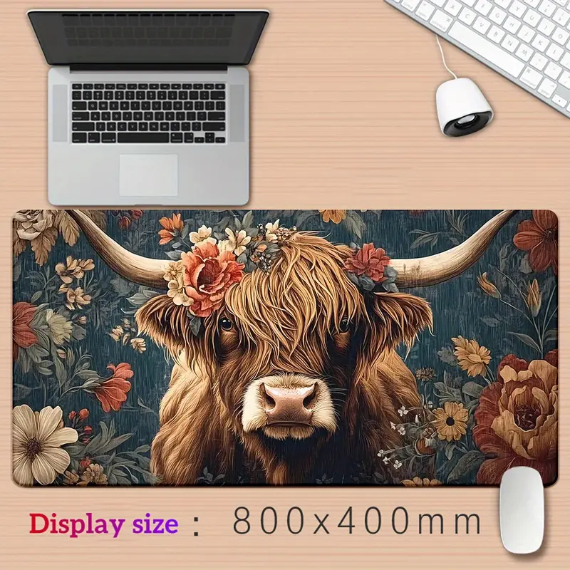 [1pc Highland Cow Mousepad] Fragrant Mysterious Highland Cow Mousepad |   1pc Rubber Anti-Slip Gaming & Office Mouse Mat |   Keyboard Accessories, PC Gamer Laptop Desk Mat |   Adult Novelty Gifts