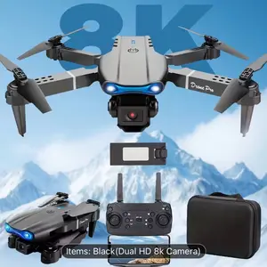 Beginner-Friendly Drone Model Camera-Equipped Remote-Controlled Drones Batteries Included Dual HD 8K Camera Black