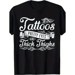 Chic Plus Size Women's Tattoo-Inspired Oversized T-Shirt Featuring Elegant Eye and Bold Thigh Tattoo Graphics
