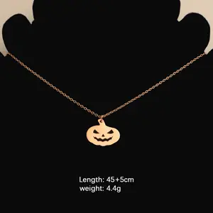 Halloween Titanium Steel Necklace Pumpkin Head Ghost Fashion Jewelry Pendant Personality Versatile Cute Witch Necklace