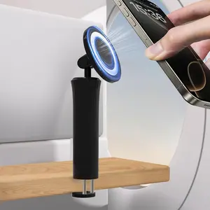 CLLOLOR 360° Rotatable Magnetic Phone Stand for Desktop Compatible with MagSafe Adjustable Length for iPhone 16 Pro Max 15 Pro Max 14 Plus 13 Mini 4-7 Inch Smartphones Ergonomic Design Anti-Slip Base - Metal