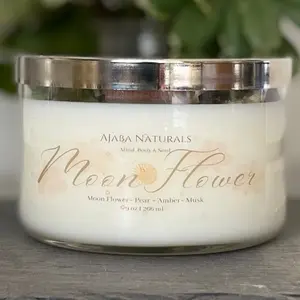 Moon Flower All Natural Soy Wax Candle with Moonstones to Enhance Positive Energy in Your Space Aroma Decor