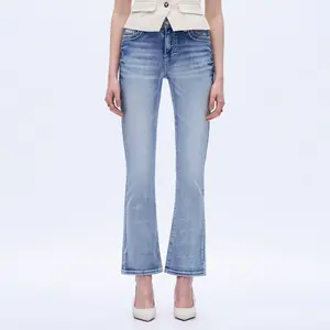 Mid Rise Bootcut Jeans Embroidered Pockets Classic High Stretch Denim Pants Western Wild Styles Bottom Swear