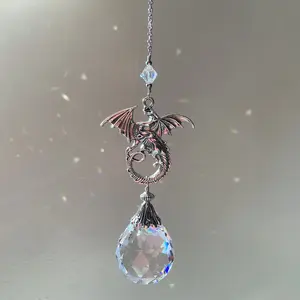 Silver Celtic Dragon Crystal Pendant, Good Luck Charm, Room Decoration, Ideal Small Gift, Bring Blessing Jewelry Accessory