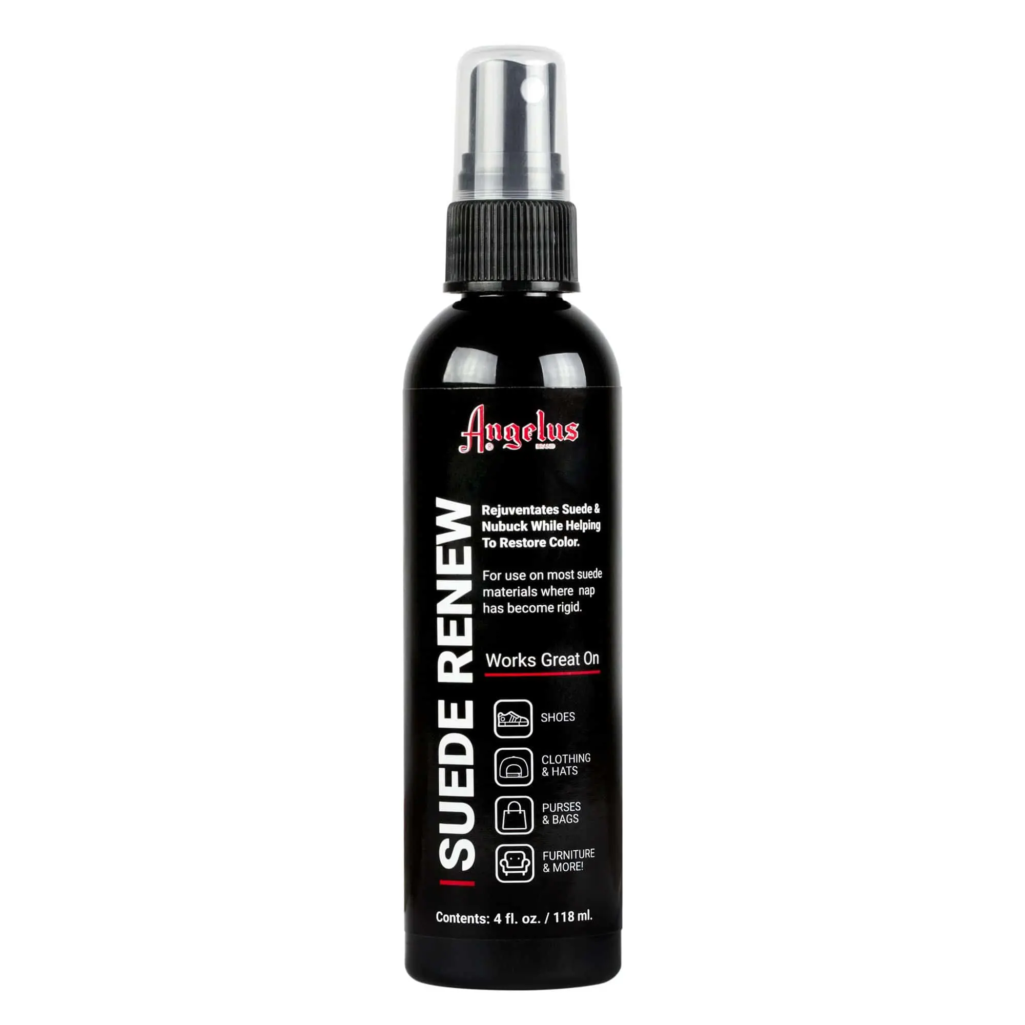 Angelus Suede Renew, 4 oz Pump Spray Restorer for Suede & Nubuck – Revives Nap & Color, Rejuvenates & Restores Faded Suede Shoes