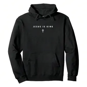 Jesus Is King Cross Christian Minimalist Religious Christ Pullover Hoodie ,Men's Hooded Sweatshirt, Lightweight And Ultra - Comfortable, A Must - Have For Daily Strolls, Travel And Outdoor!