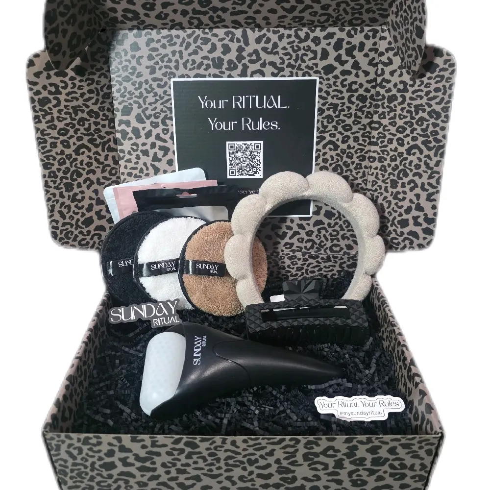 ***EXCLUSIVE*** Sunday Ritual Self-Care Essentials Kit - Spa Headband (color, style, and materials may vary), Facial Roller, 3 Reusable Makeup Erasers, Claw Clip for Relaxation and Skincare