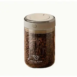 One-touch vacuum coffee canister, specially designed for coffee beans and ground coffee, keeps them fresh and preserves their aroma. An essential storage item for coffee lovers.