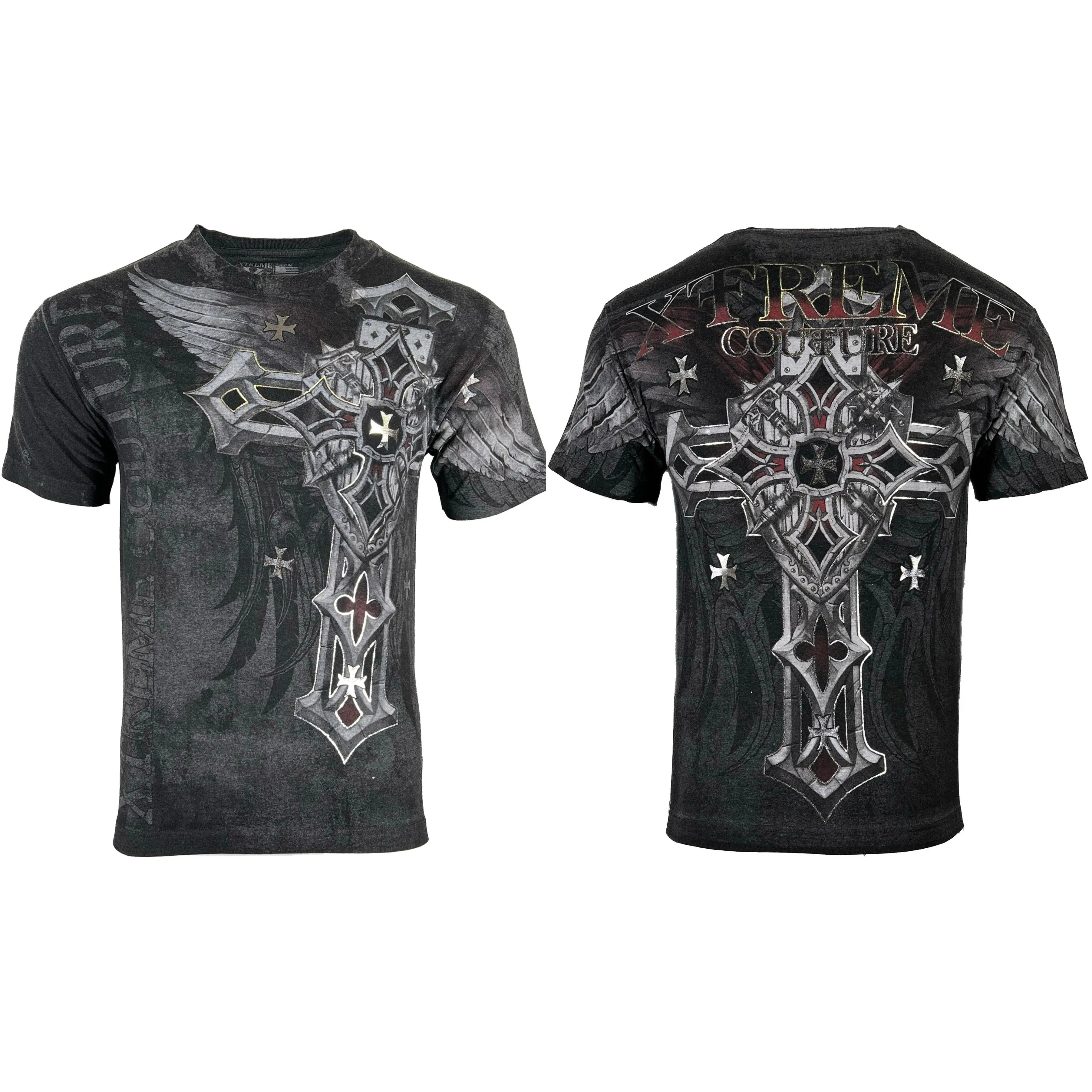 Xtreme Couture by Affliction Men's Battledome Graphic Tee Print T-Shirt - Casual Short-Sleeve Biker Streetwear Crewneck Cotton Top, Made in USA, Tshirt, Year-Round Wear, Back Print Impact, Lightweight Tee, Crew Neck Shirt