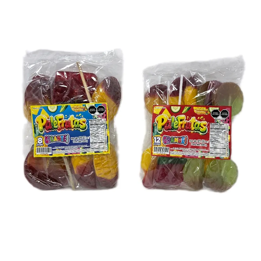 PeleFrutas Giant Fruit-Flavored Lollipops 12 & 8 Pieces Bag - Perfect for Snacking and Fun