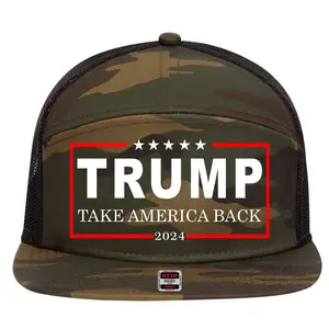 Donald Trump JD Vance 2024 Take America Back USA United States 7 Panel Mesh Trucker Snapback Hat - Camo - Black & More