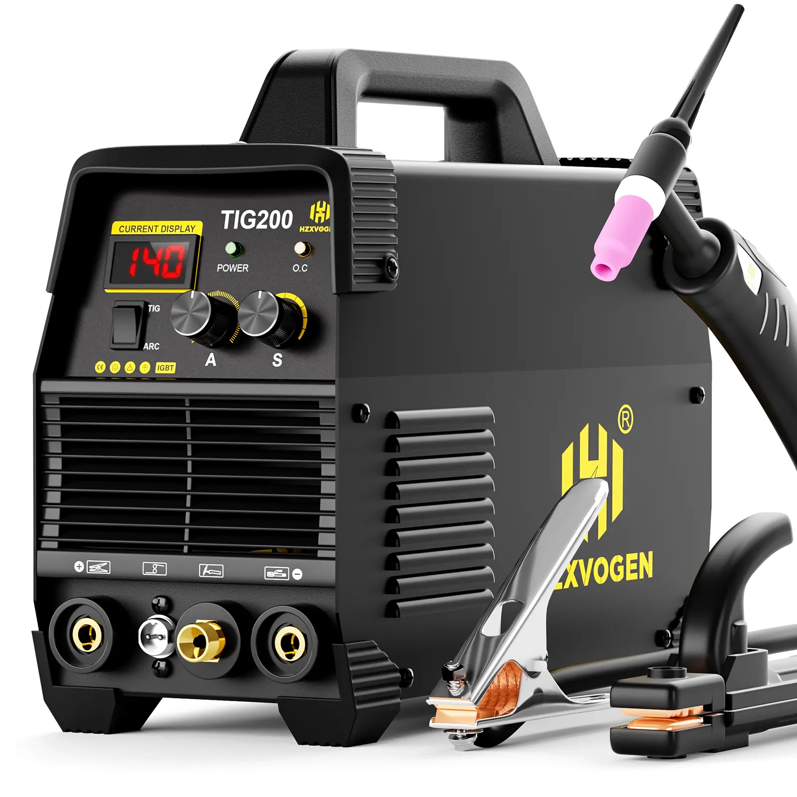 HZXVOGEN TIG200 200A TIG Welder, HF TIG/Stick 2 in 1 Welder Machine with Post Gas, 110V 220V Dual Voltage IGBT Inverter TIG Welding Machine diy beginner