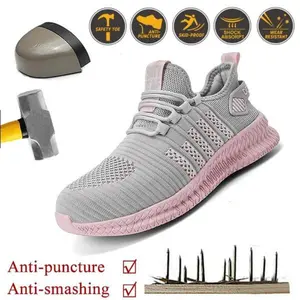 Women's Lightweight Safety Shoes, Cushioning Work Shoes, Steel Toe Shoes That Are Not Easily Damaged, Safety Boots, Anti Impact Work Shoes