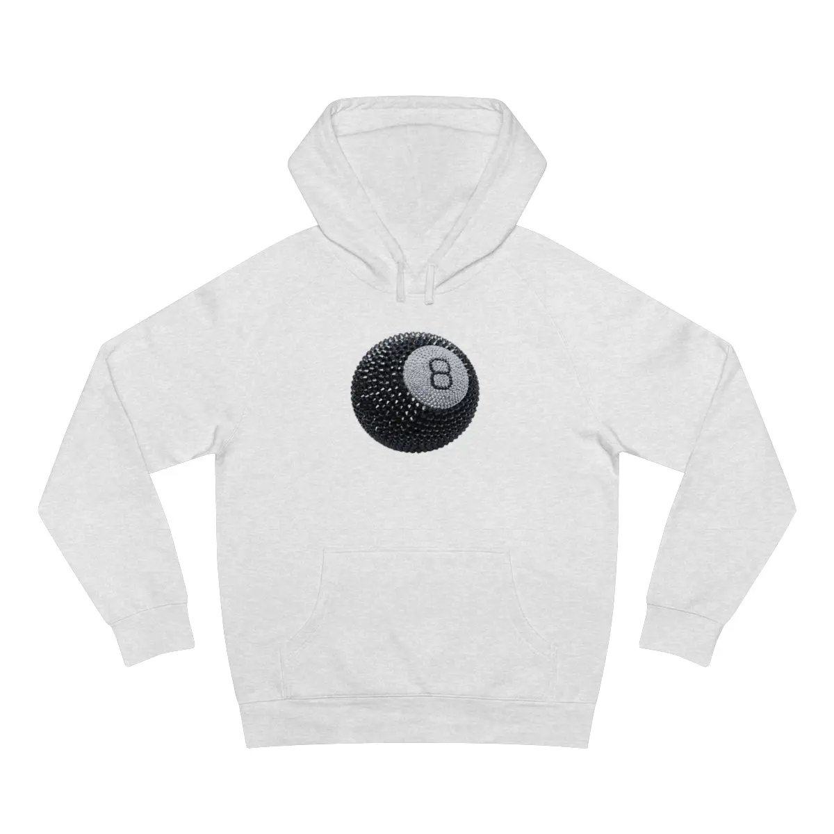 Light Heather Gray Rhinestoned Lucky 8 Ball Hoodie Rhinestoned Lucky Eight Ball Hoodie Rhinestoned 8 ball Sweatshirt 8 ball Hoodie Casual Cotton