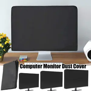 Waterproof Computer Monitor Dust Cover Black Full Body Cover for Computer Screen Dust Protective Sleeve