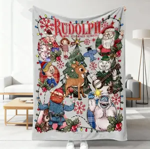 Rudolph the Red-Nosed Reindeer Christmas Theme Throw Blanket | Cozy AC Home & Sofa Binging Fleece | Holiday Party Decor & Winter Family Movie Night Essential | Perfect New Year Gift