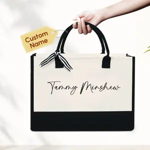 Personalized Name Tote Bag - Print Your Text Custom Tote Bag, Coworker Gift Tote Bag for Women, Wedding Bag, Bridal Shower Gift TQN3305DNV