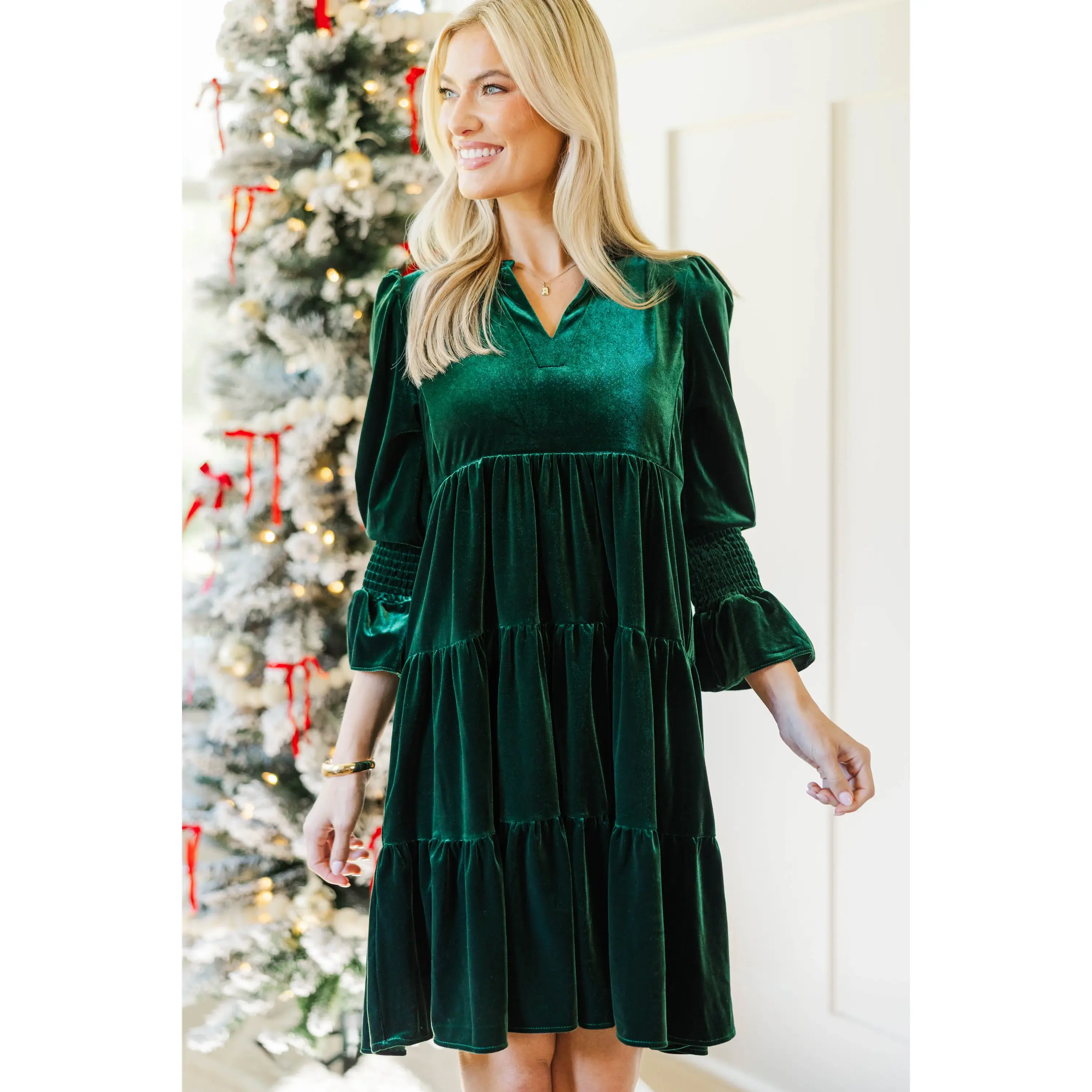 NURSING COLLECTION: In Your Happy Place Emerald Velvet Dress