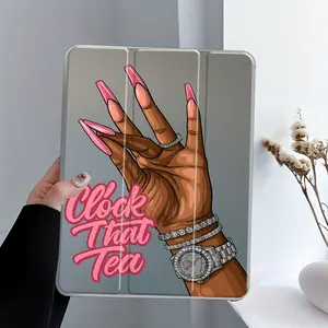 Colorful Nail Three-tiered stand iPad case, Tablet Accessories, Transparent Acrylic Hard Back Panel With Pencil Slot, Scratch-resistant Ultra-thin Protective Case, Shock-resistant Full Cover, Suitable for All models of ipad, Offices Schools and Homes