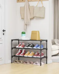 3-Tier Shoe Rack Organizer with Non-Woven Fabric Shelves – Space Saving Shoe Storage for Closet, Entryway & Bedroom