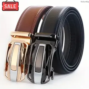 2026 Adjustable Ratchet Belt for Men – Genuine Leather No Hole Belt with Auto Lock Buckle, Comfortable Perfect Fit Dress Belt for Business, Casual & Daily Wear