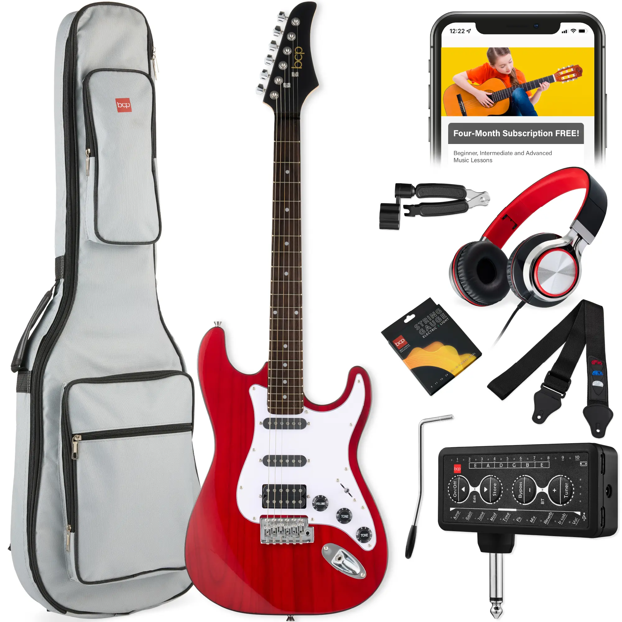 Best Choice Products Beginner Electric Guitar Kit w/ Headphone Amp, Padded Gig-Bag, Headphones Best Choice Products Beginner Electric Guitar Kit w/ Headphone Amp, Padded Gig-Bag, Headphones