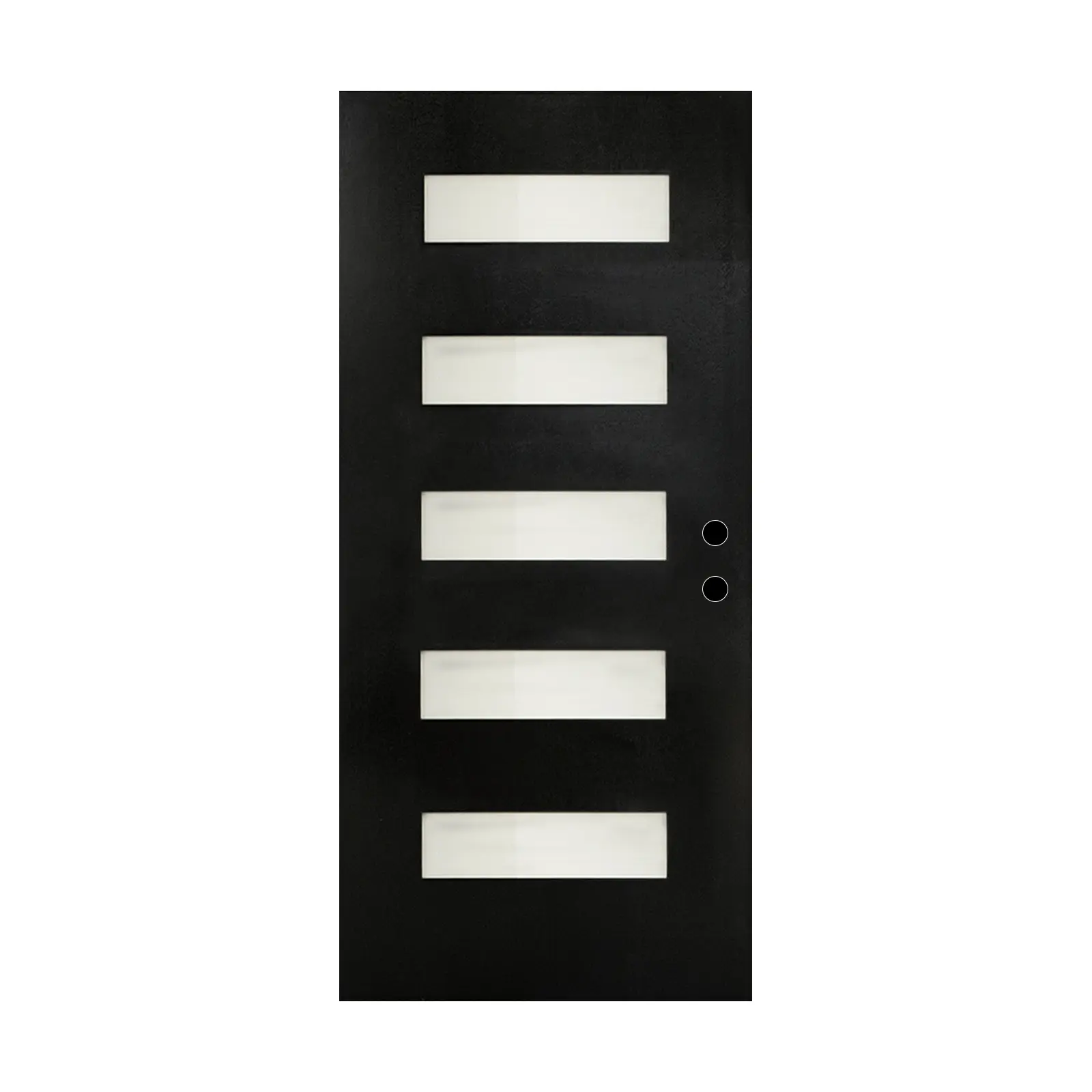 Fiberglass Entry Door Slab 36x80, 5-Lite Frosted Glass, Black Finish, Knock-Down, Left Hand Inswing, Contemporary Front Door for Home Entrance