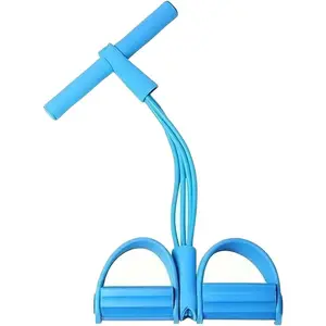 4-Strand Heavy Duty Abdominal Crunch Fitness Equipment – Leg & Core Workout, Sit-Up Assist, Home Gym Exercise, Non-Slip Foot Pedal & Resistance Bands (Portable)