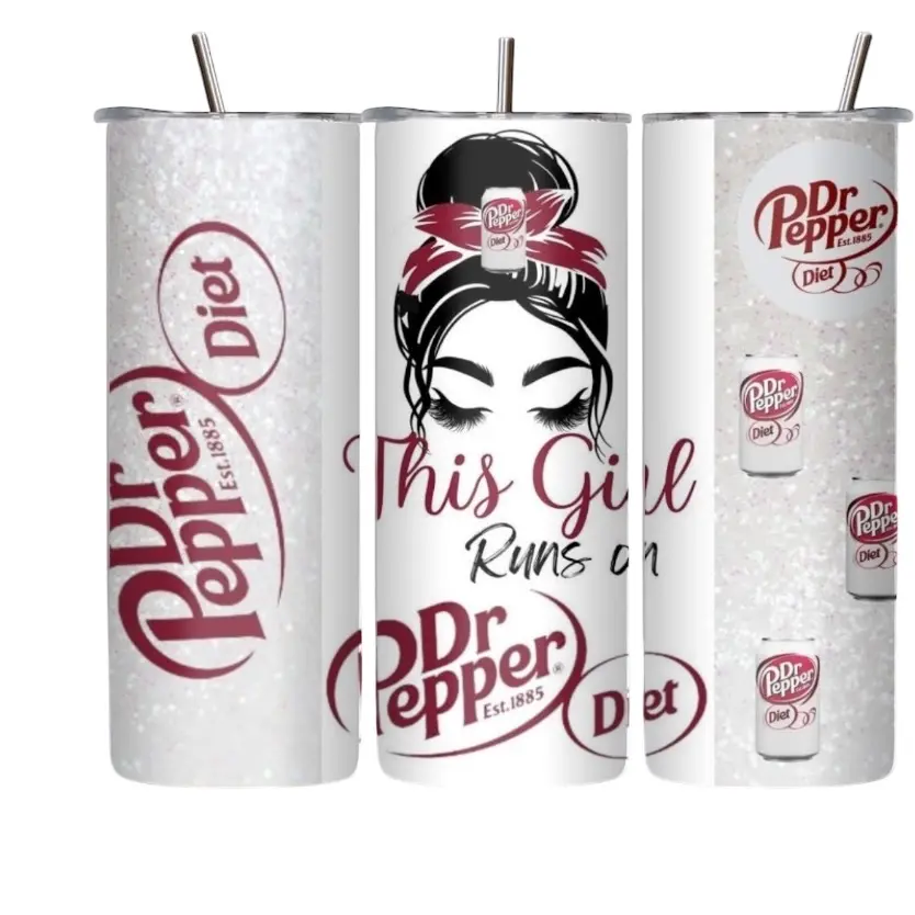 Dr. Pepper 20oz Reusable Tumbler for Girls - Lightweight, Casual Water Bottle, Stylish Day Drinkware, Washable, Portable, Aesthetic Kitchenware Cup, Casual Water Bottles