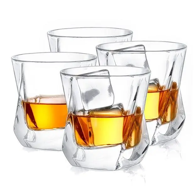 JoyJolt Set of (4) 8.1-oz Aurora Crystal Whiskey Glasses JoyJolt Set of (4) 8.1-oz Aurora Crystal Whiskey Glasses