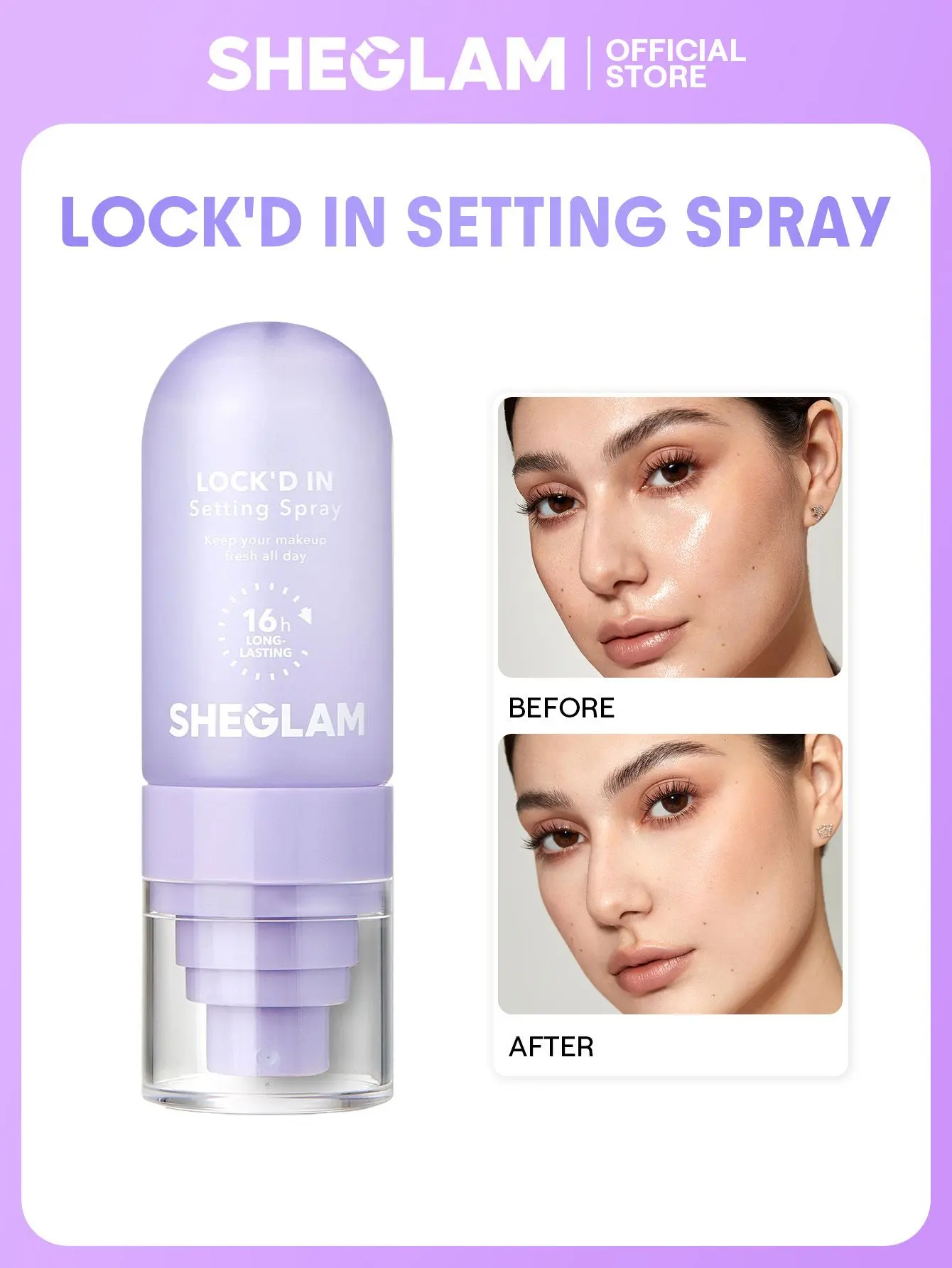 【FREE SHIPPING】SHEGLAM Lock'd In Setting Spray Long Lasting Makeup Fixing Spray Oil Control Waterproof Smudge Proof Lightweight Hydrating Fine Mist Face Setting Spray for All Skin Types Matte Finish