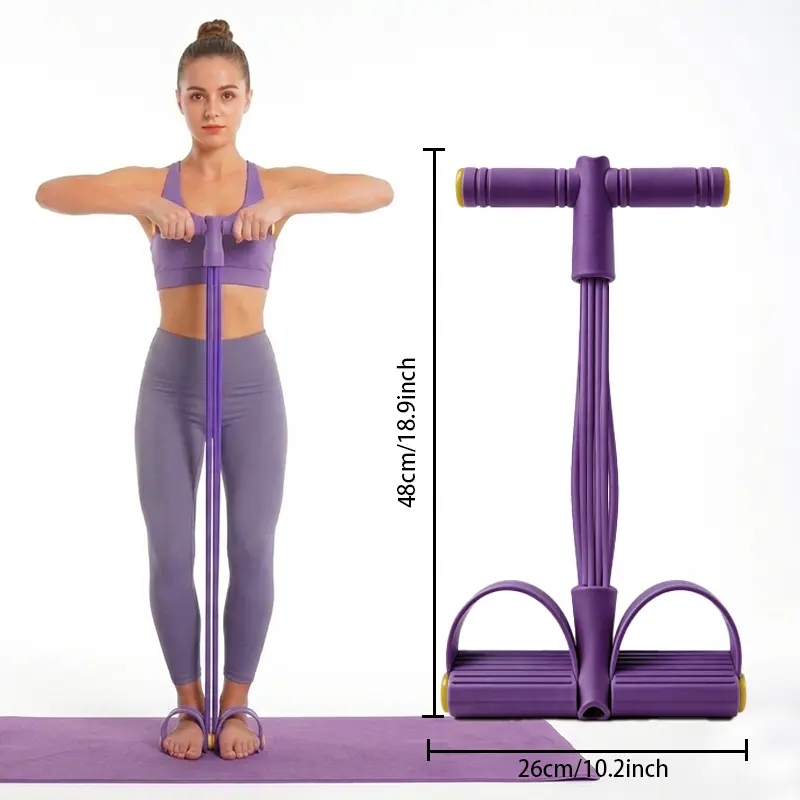 Pedal Strap for Arm and Waist Training in Home Gym--Eco-Friendly Natural Latex Yoga Stretch Strap with Adjustable Resistance