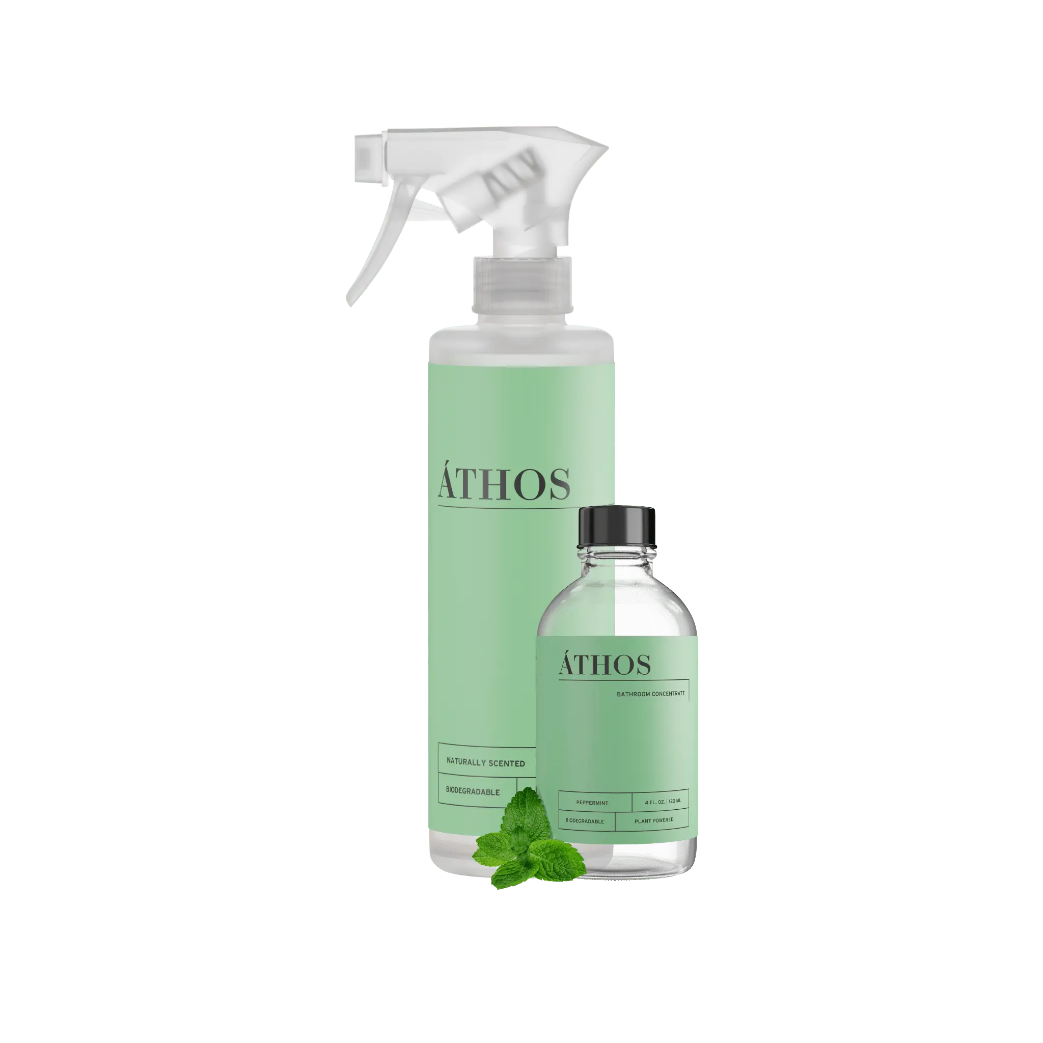 ÁTHOS Bathroom Concentrate + Reusable Bottle | Makes 4 x 16oz Bottles | Plant-Based, pH-Neutral, Safe for Natural Stone