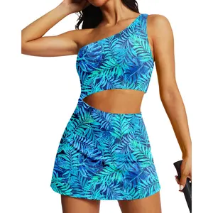 Daci One Shoulder Swim Dress - Cutout One Piece Swimsuit Women with Skirt Tummy Control Bathing Suit
