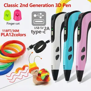 Upgraded Version 3D Drawing Pen with USB Power Supply, Type-C USB Plug, Stepless Speed, Adjustable Temperature, No Battery Required, DIY Graffiti Case, Ideal Kids' Birthday, Holiday Party Gift (3D Printing Supply for Office & Art Use),summervibes