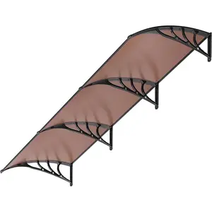 Polycarbonate Window Door Awning Canopy Brown with Black Bracket 40 Inch x 120 Inch