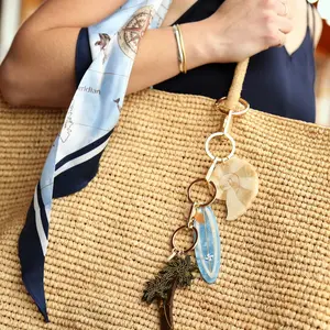 Hand-Painted Surf Board Bag Charm + Keychain - Blue