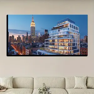 Elegant Manhattan Skyline Acrylic Wall Art - Modern Decorative Painting, Solid Wood Frame, Perfect for Living Room, Bedroom, Home Office and Hallway, Wall Decor Ornaments Decoration