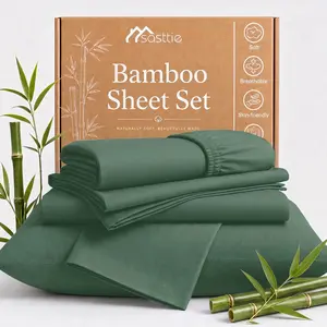 3/4-Piece Cooling Bamboo Bed Sheets Set-Breathable Bamboo Bedding Sheets,100% Viscose from Bamboo Sheets - Luxury Cooling Sheets for Hot Sleepers, Queen/King Size Soft Bed Sheets Set, Viscose from Bamboo Sheets Set-Hotel Luxury Bedding for Bedroom