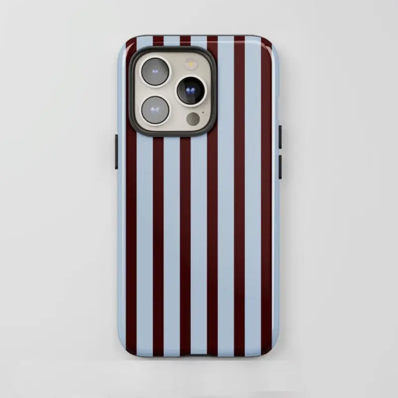 burgundy and blue striped case features a striking pattern and is a durable, shock-absorbing, and stylish design. Compatible with iphone 17 promax case air 16 plus 15 promax 14 pro 13max 12 Samsung S25 EDGE S24 S23 S22 Ultra Fe Protection Smartphone