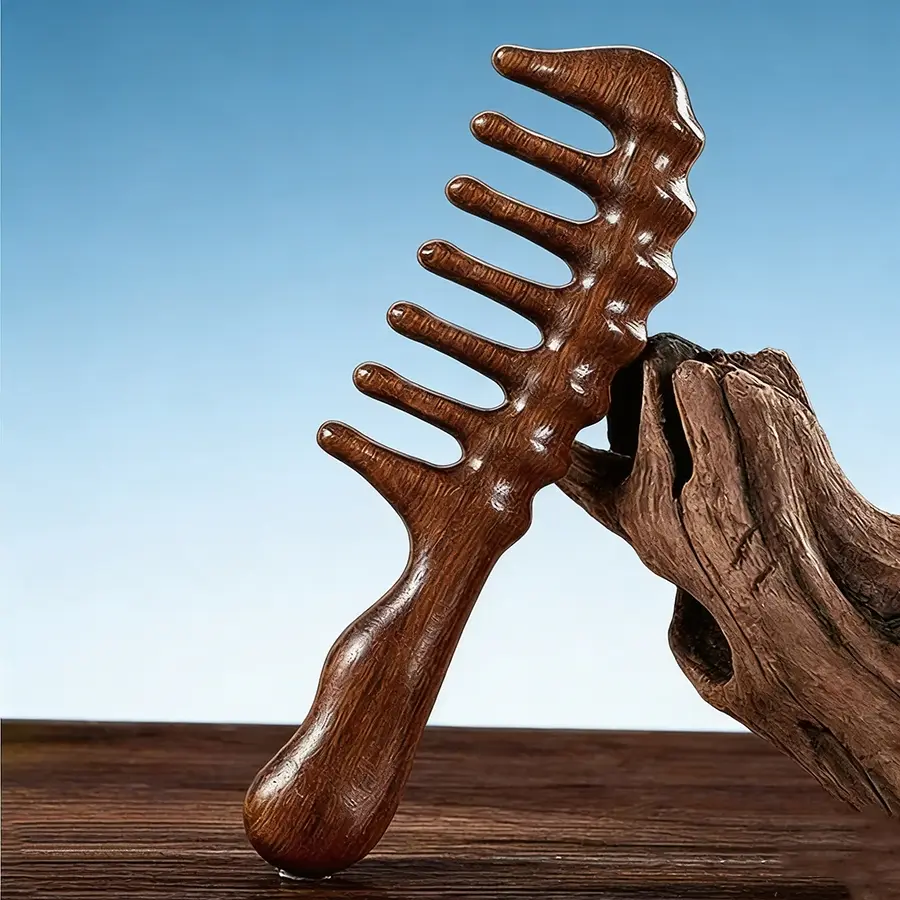 Anti-Static Natural Sandalwood Comb, Wide Tooth Wooden Scalp Massaging Comb, Suitable for Various Hair Types, Tangle Free Hair, Detangling Comb, Hair Tool