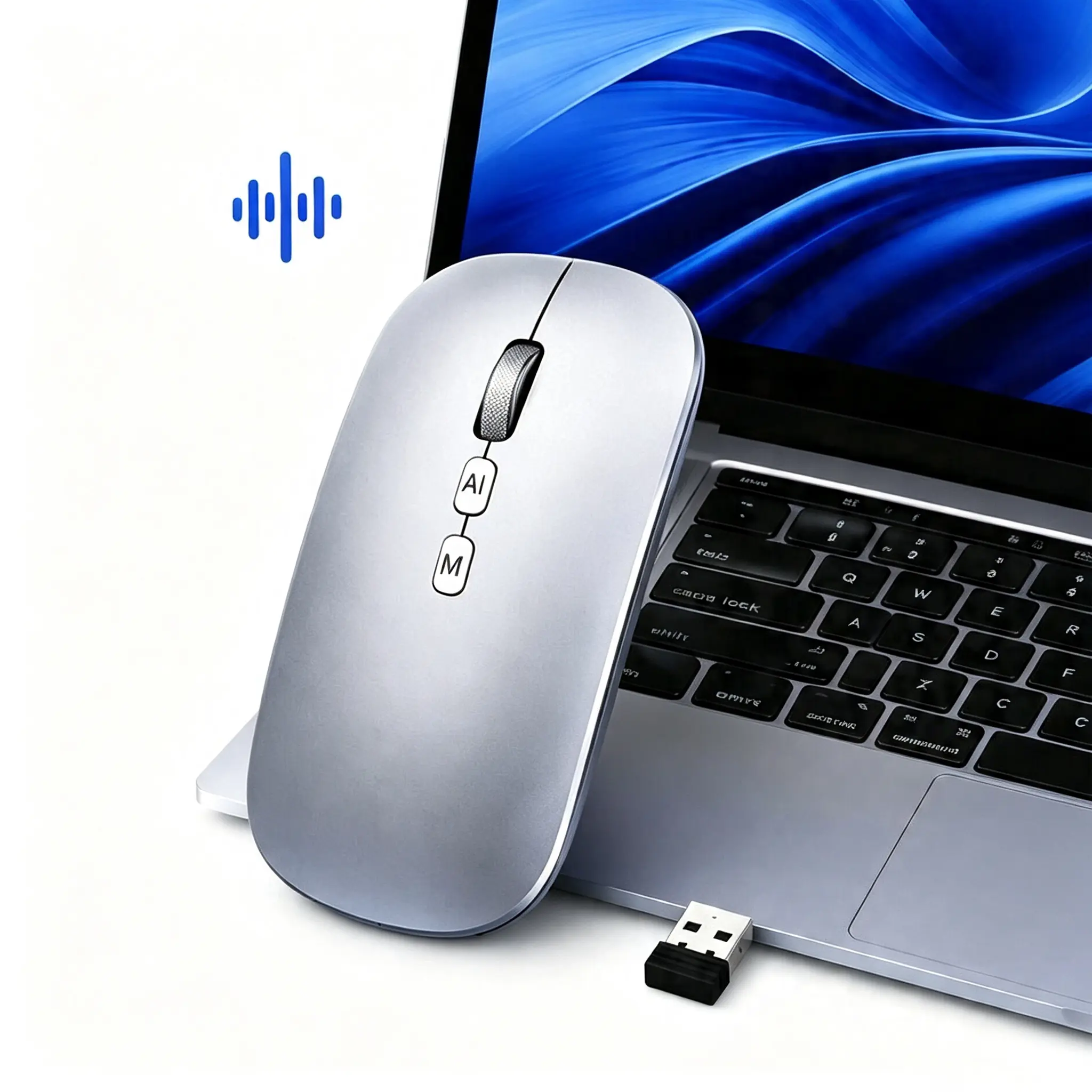 Smart Mouse with Bluetooth Connection, Voice & Dialect Typing, Automatic speech recognition translation, Screenshot Word Translation, Lightweight Design, 120 Languages Support, Type-C Charging, Compatible with PC/Mac, Connected Mouse, Dual Mode