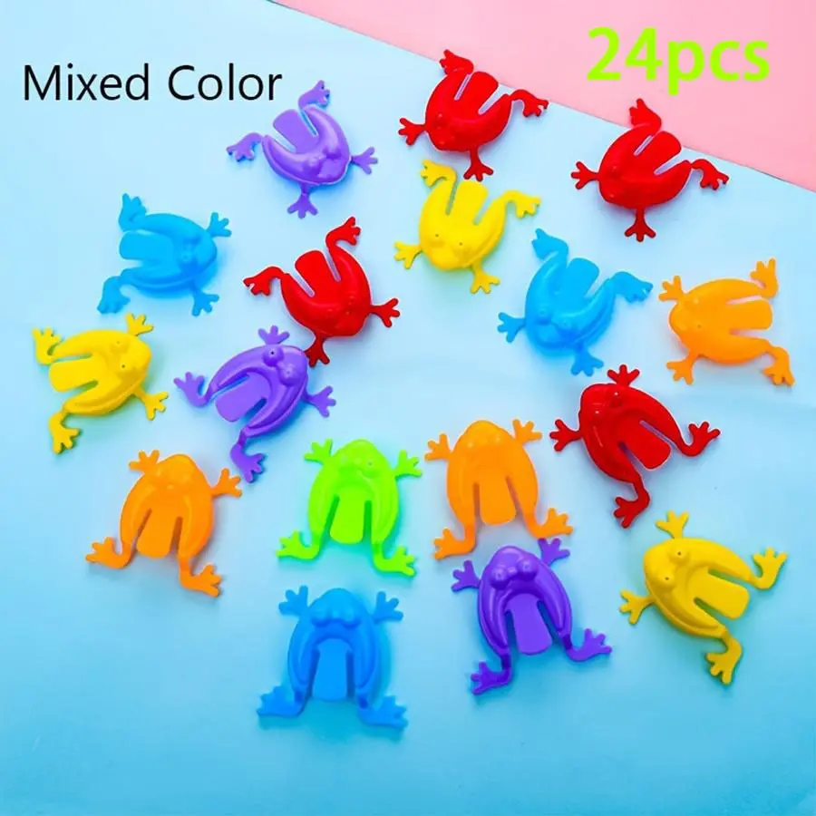 24pcs Mini Jumping Frogs - Colorful Plastic Finger Toys for Fun  & Party Favors, Ideal Birthday Gifts, Prank Gag Gift