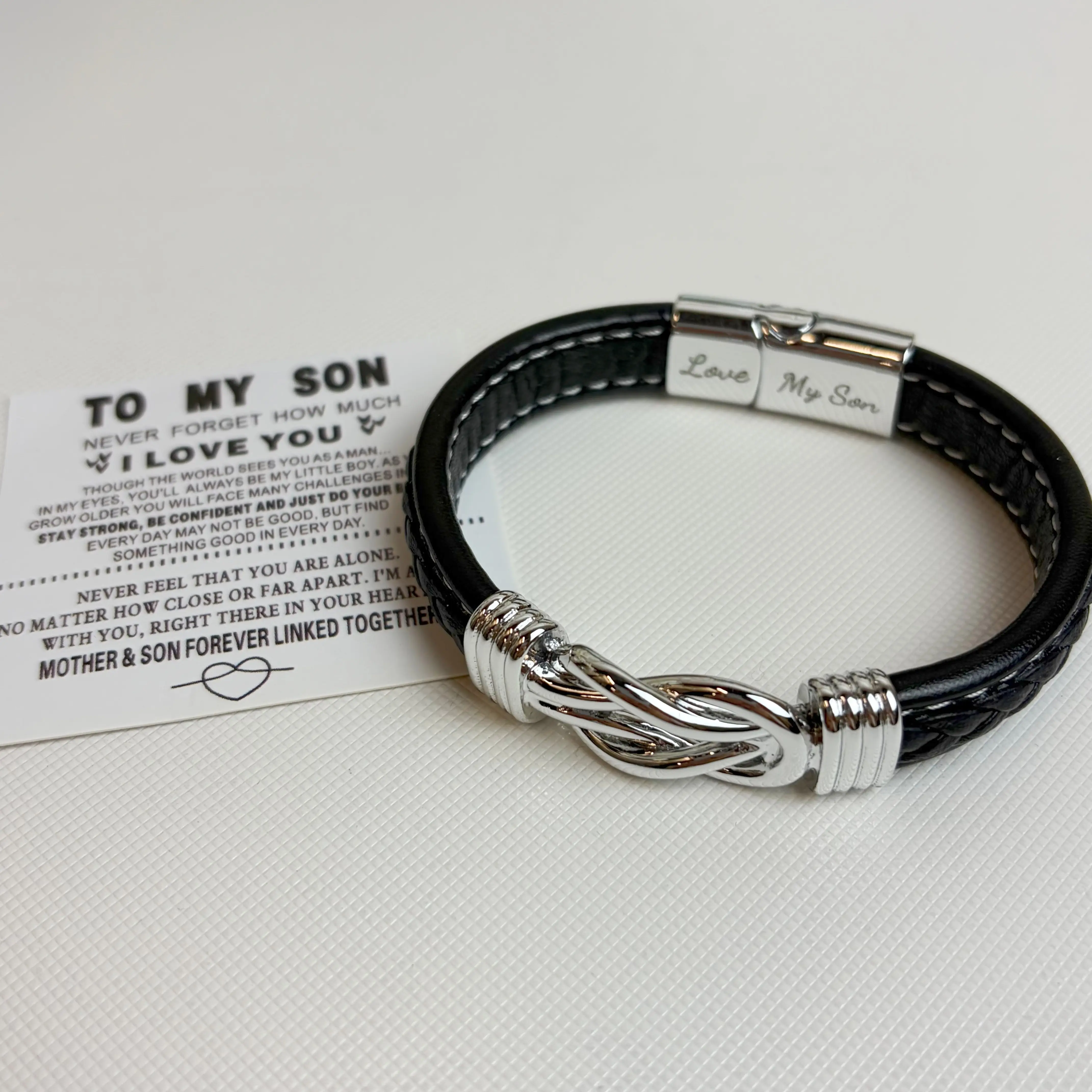 To My Son Infinity Love Bracelet, Perfect Bangle for Son with Infinity Symbol, Means an Infinite Love for Families, Birthday Gift for Son, SummerVibes