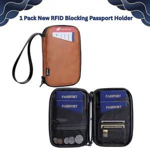 Unisex Waterproof Elegant RFID Blocking Passport Holder - Travel Document Organizer with Skin-Friendly Zipper, Wrist Strap, Multiple Passport Capacity - Essential Travel Companion, Ideal for Parent's Day Gift