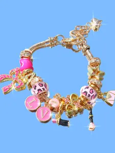 Cosmetics DIY Charm Bracelet, Alphabet Memorial Bracelet, Leopard Print Bow Heart Bracelet, Perfume Bag Lipstick Bracelet, Exquisite Bangle, Fashion Bracelet