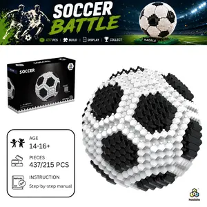 KADELE Soccer Ball Building Blocks Set, 437 PCS DIY Football Building Toy, Soccer Fan Collectible Model, STEM Construction Kit for Teens & Adults, Desk Decoration Gift for Boys, Girls, Men & Sports Lovers Age 14-16+