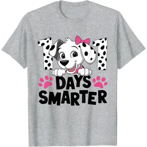 100 Days Of School Dalmatian Dog 100 Day Smarter T-Shirt Comfy Everyday T-Shirt