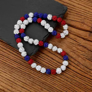 OIDEA Beaded Baseball Necklace - Handmade Chain with Rhinestones, Resin Diamond Clay Charm, Boys Baseball Charm Necklace, 21.7 in Sporty Costume Jewelry Gift for Players, Resin Baseball Necklace summerwins