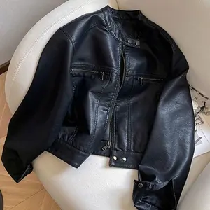Women’s Autumn PU Leather Motorcycle Jacket — New Retro Loose Casual Style, Top